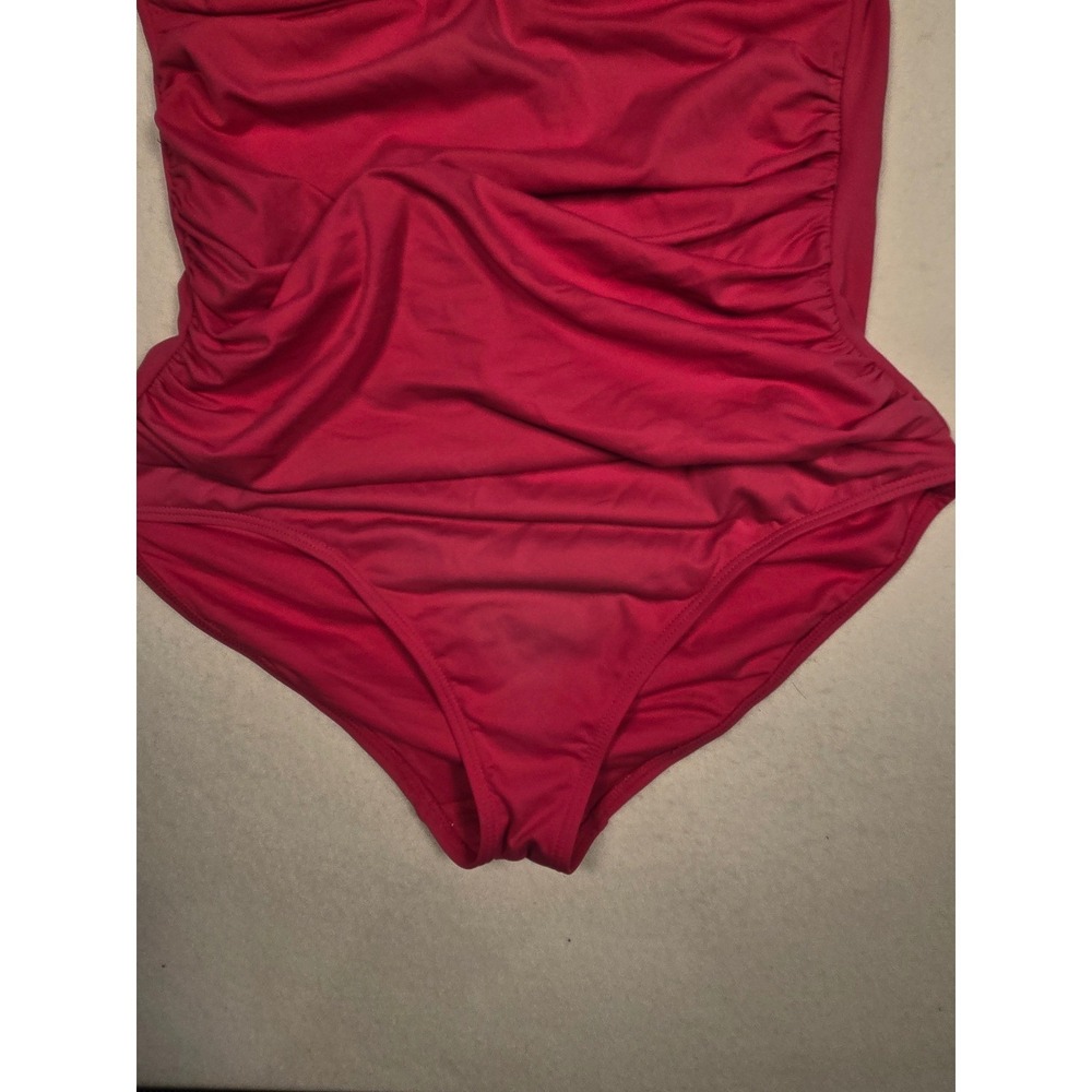 Anne Cole Swimsuit Women Size 8 Pink Ruched One Piece Halter Bandeau Vacation - Picture 5 of 5